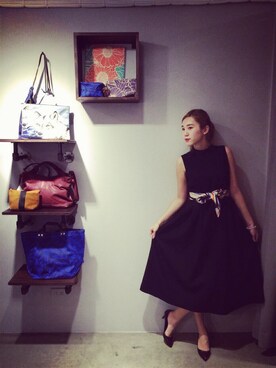 「silk scarf」｜Moon haloさん（レディース・162cm）の冬コーディネート
