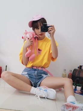 「NIKE（ナイキ）のNIKE / DRI-FIT TRAINING TWILL ADJUSTABLE CAP（キャップ、ホワイト系）」を使った、o.kisybobbyさん（レディース・158cm）の夏コーディネート