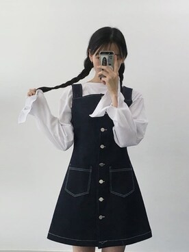 「NIKE（ナイキ）のNIKE / WMNS INTERNATIONALIST【SP】（スニーカー、ブラック系）」を使った、o.kisybobbyさん（レディース・158cm）の夏コーディネート