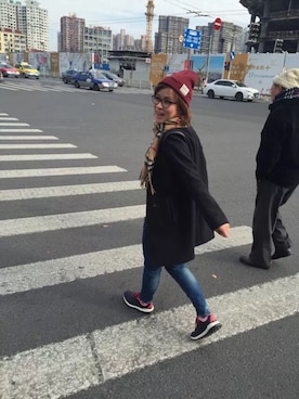 「sandro（サンドロ）のアイテム（その他アウター）」を使った、Abby Guoさん（レディース・163cm）の春コーディネート