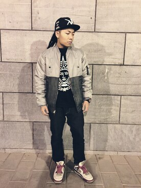 「10Deep（テンディープ）のアイテム（ナイロンジャケット）」を使った、神樂かぐらさん（メンズ・172cm）の秋コーディネート