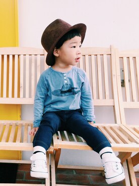 「SCOTCH & SODA（スコッチ アンド ソーダ）のアイテム（帽子）」を使った、KANTAさん（キッズ・90cm）の秋コーディネート