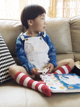 「bobochoses」｜「アイテム（サロペット/オーバーオール）」を使った、KANTAさん（キッズ・90cm）の春コーディネート
