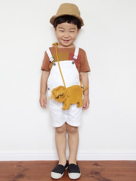 「動物モチーフ」｜「アイテム（オールインワン・サロペット）」を使った、KANTAさん（キッズ・100cm）の夏コーディネート