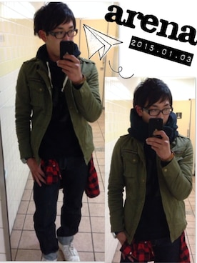 「AS KNOW AS plus（アズノゥアズプラス）のアイテム」を使った、arenaさん（メンズ・174cm）の冬コーディネート