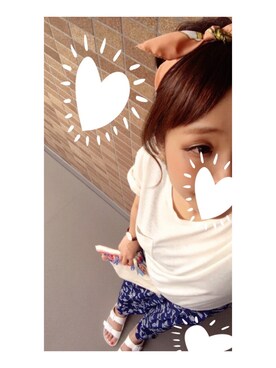 「GU（ジーユー）のアイテム（Tシャツ/カットソー、ホワイト系）」を使った、ぴーさん（レディース・164cm）の夏コーディネート