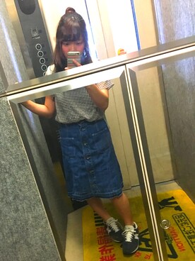 ゆちゃん ◎さんの「前開き台形デニムスカート」を使ったコーディネート