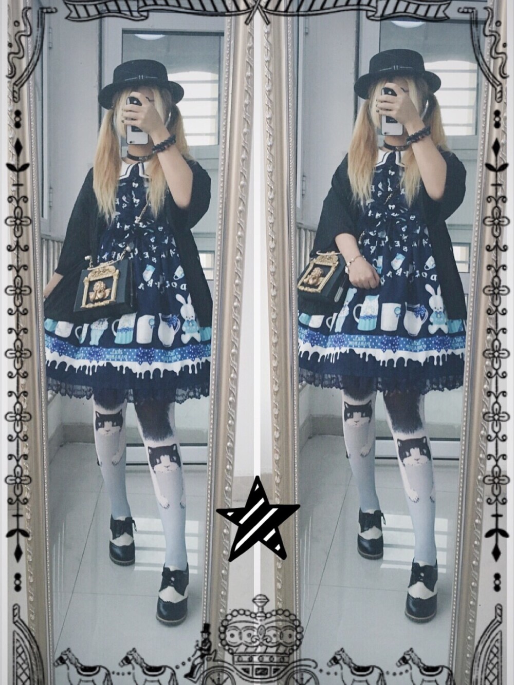 「奶瓶熊のアイテム（ワンピース/ドレス、ブルー系）」を使った、Mokioさん（レディース・164cm）の秋コーディネートの1枚目の写真