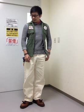 「POINTER（ポインター ）のアイテム（パンツ）」を使った、Koutankさん（メンズ・168cm）の秋コーディネート