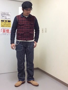 「CALEE（キャリー）のアイテム（キャスケット）」を使った、Koutankさん（メンズ・168cm）の秋コーディネート