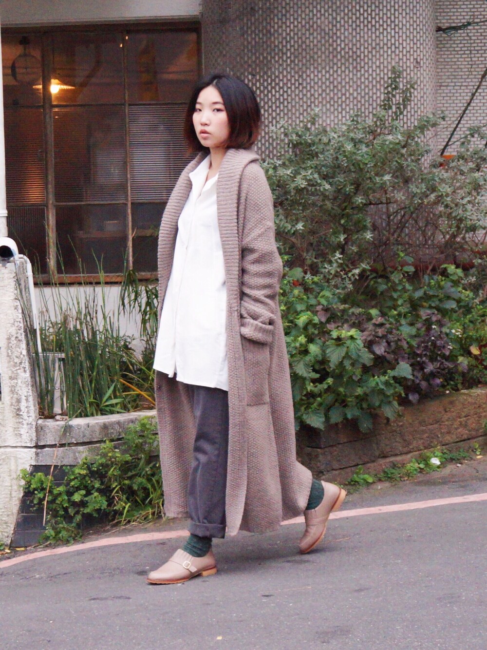 「my basic select」｜「my basic selectのアイテム（ピーコート、ベージュ系）」を使った、許Karen さん（レディース・160cm）の冬コーディネートの1枚目の写真