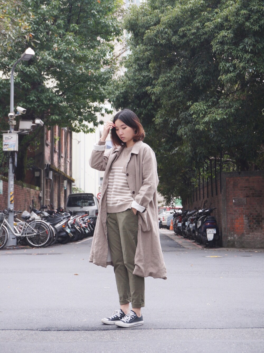 「whiple、my basic select、ICHI antiquite’s、SM2、TAIPEI、今日の服、服、shop」｜「my basic selectのアイテム（テーラードジャケット、ベージュ系）」を使った、許Karen さん（レディース・160cm）の冬コーディネートの1枚目の写真