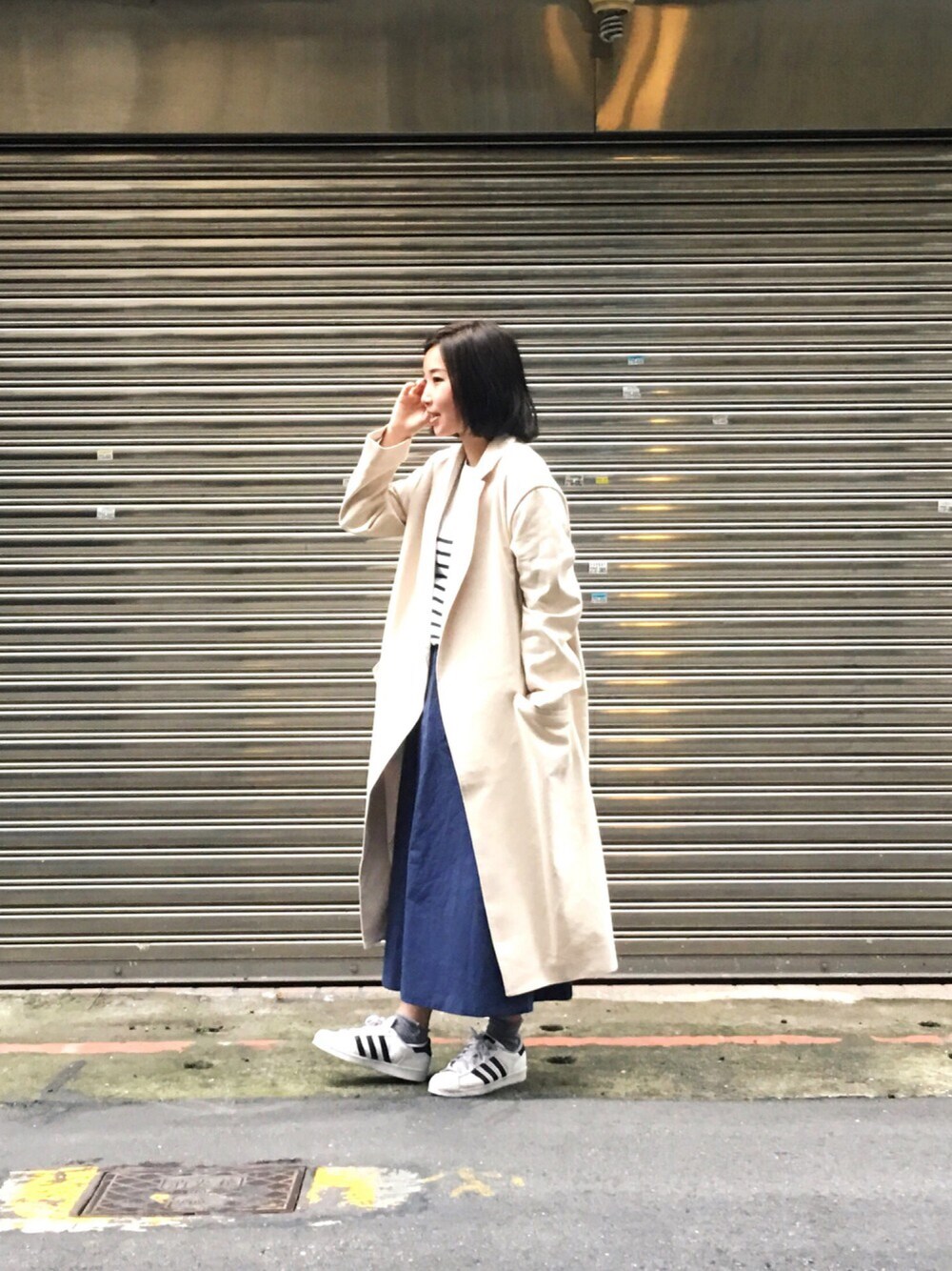 「大人カジュアル、ラフ、雨の日コーデ、Taiwan」｜「my basic selectのアイテム（ジャケット/アウター、ベージュ系）」を使った、許Karen さん（レディース・160cm）の春コーディネートの1枚目の写真