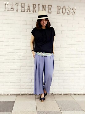 「KATHARINE ROSS（キャサリンロス）のアイテム（帽子）」を使った、haruka❥❥❥さん（レディース・166cm）の夏コーディネート
