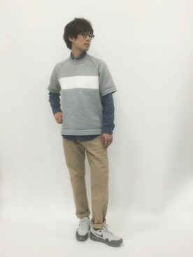 「EN ROUTE（アンルート）のアイテム（トップス）」を使った、NandeyaNenさん（メンズ・180cm）の春コーディネート