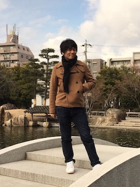 「FACTOTUM（ファクトタム）のアイテム（ピーコート）」を使った、Mr.Mさん（メンズ・174cm）の冬コーディネート