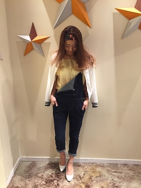 「シフォンブラウス」｜「アイテム（オールインワン・サロペット）」を使った、mikan.coさん（レディース・165cm）の春コーディネート
