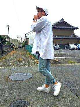 「タバコ」｜「アイテム（帽子）」を使った、shinshinさん（メンズ・170cm）の夏コーディネート