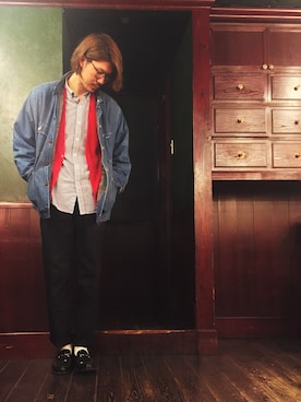 「アイテム（カバーオール）」を使った、Yukiさん（メンズ・185cm）の冬コーディネート