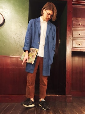 「アイテム（クラッチバッグ）」を使った、Yukiさん（メンズ・185cm）の冬コーディネート