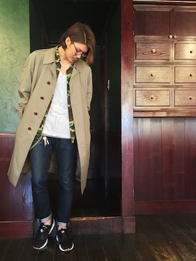「PUMA」｜「アイテム（ステンカラーコート）」を使った、Yukiさん（メンズ・185cm）の冬コーディネート