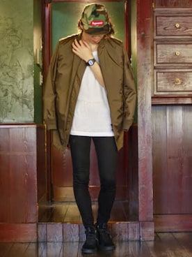 「アイテム（キャップ）」を使った、Yukiさん（メンズ・185cm）の春コーディネート