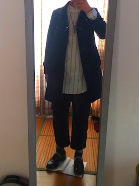 「アイテム（ステンカラーコート）」を使った、keiryoさん（メンズ・178cm・10代）の冬コーディネート