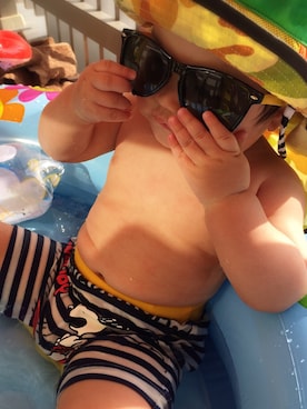 「アイテム（水着、ブルー系）」を使った、sunnyKさん（キッズ・70cm）の春コーディネート