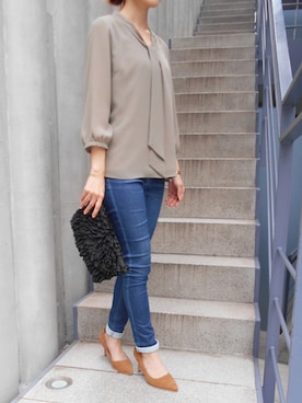 「Debut de Fiore（デビュー・ド・フィオレ）のアイテム」を使った、DebutdeFioreプレスさん（レディース・167cm）の秋コーディネート