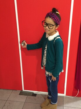「アイテム（モカシン/デッキシューズ）」を使った、YUNAさん（キッズ・125cm）の冬コーディネート
