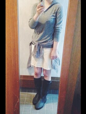 「AIGLE（エーグル）のアイテム（ブーツ）」を使った、まめこ☻さん（レディース・164cm）の夏コーディネート