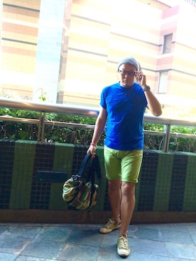 「DRIES VAN NOTEN（ドリスヴァンノッテン）のアイテム（スニーカー）」を使った、sakamo🏀さん（メンズ・180cm）の夏コーディネート