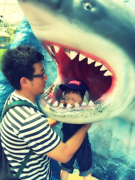「水族館」｜「アイテム（サロペット/オーバーオール）」を使った、M e g さん（キッズ・80cm）の夏コーディネート