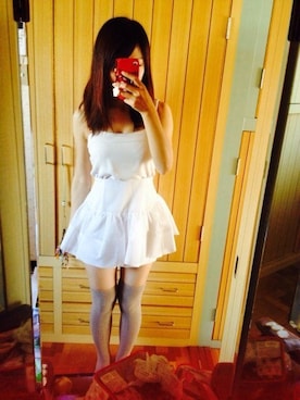 「ニーハイソックス」｜「アイテム（サロペット/オーバーオール）」を使った、Mutsumi さん（レディース・153cm）の夏コーディネート