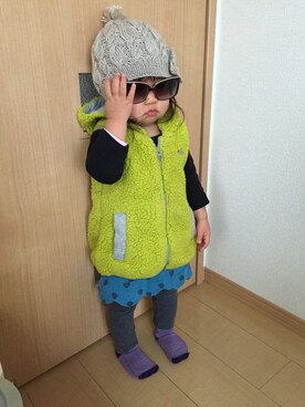 「BRANSHES（ブランシェス）のアイテム（ジャケット/アウター、イエロー系）」を使った、niiiinaさん（キッズ・130cm）の冬コーディネート