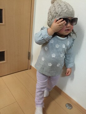 「UNIQLO（ユニクロ）のアイテム（その他パンツ、ピンク系）」を使った、niiiinaさん（キッズ・130cm）の冬コーディネート