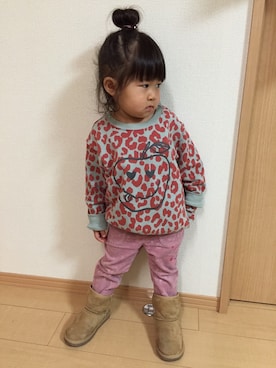 「おだんごへあーのアイテム（その他、ブラック系）」を使った、niiiinaさん（キッズ・130cm）の秋コーディネート