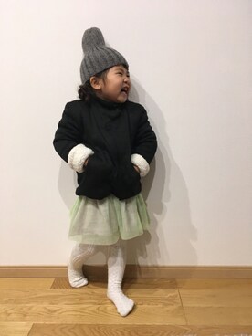 「UU（ユニクロ　アンダーカバー）のアイテム（スカート、グリーン系）」を使った、niiiinaさん（キッズ・130cm）の秋コーディネート
