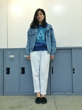 「blue」｜「アイテム（モカシン/デッキシューズ）」を使った、彤さん（レディース・160cm）の秋コーディネート