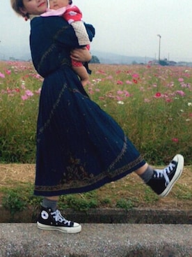「CONVERSE（コンバース）の【CONVERSE/コンバース】 ALLSTAR J HI（スニーカー、ブラック系）」を使った、ひよちゃんさん（レディース・148cm）の秋コーディネート