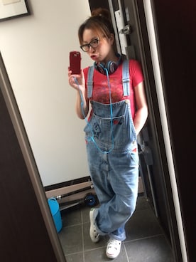 「WC（ダブル シー）のアイテム（オールインワン・サロペット）」を使った、クミンさん（レディース・158cm）の秋コーディネート