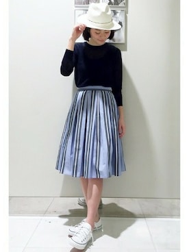 「hat」｜「アイテム（帽子）」を使った、ledome IENA天神イムズ店　スタッフさん（レディース・162cm）の春コーディネート