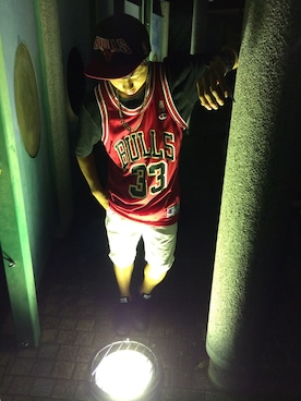 「H&M DIVIDED（エイチアンドエム　ディヴァイデッド）のネックレス（ネックレス、ゴールド系）」を使った、manayaさん（メンズ・165cm）の夏コーディネート