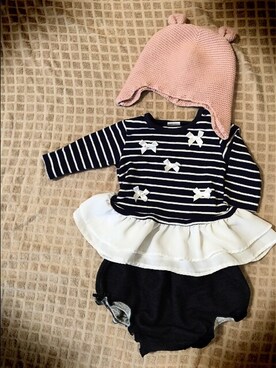 「babyGAP（babyGAP）のクマニット帽子（その他ベビー用品、ピンク系）」を使った、Yuinaさん（レディース・156cm）の秋コーディネート