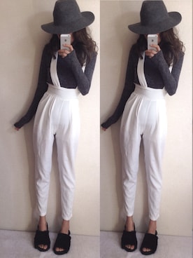 「moussy」｜「アイテム（サロペット/オーバーオール）」を使った、♡やよい♡さん（レディース・163cm）の冬コーディネート