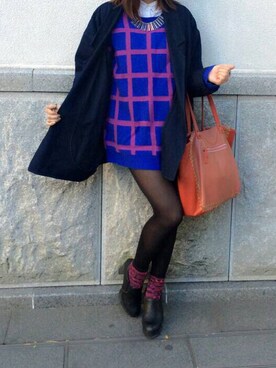 「アイテム（トートバッグ、オレンジ系）」を使った、renaaaaachiさん（レディース・161cm）の冬コーディネート