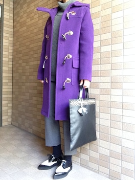 「ロング丈ダッフル」｜「アイテム（スラックス）」を使った、おにこ🍙さん（レディース・158cm）の冬コーディネート