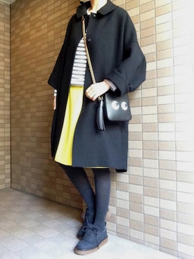 「ANYA HINDMARCH（アニヤハインドマーチ）のアイテム（ジャケット/アウター）」を使った、おにこ🍙さん（レディース・158cm）の冬コーディネート