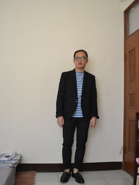 「plain-me（プレインミー）のアイテム（フォーマルスーツ/小物）」を使った、吳俊修さん（メンズ・170cm）の夏コーディネート