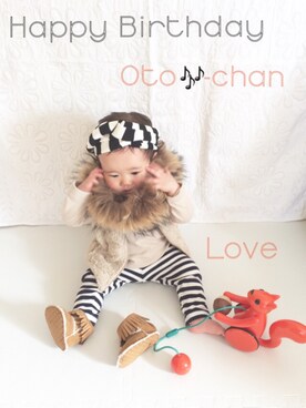 「OTO（オト）のアイテム」を使った、nanachoさん（キッズ・70cm）の冬コーディネート